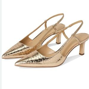 Michael Kors Gold Textured Slingback Heels